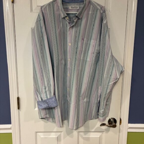 Tommy Bahama Men's The Newport Coast 3XB Stripe Long Sleeve Shirt Contrast Cuff - Picture 7 of 8